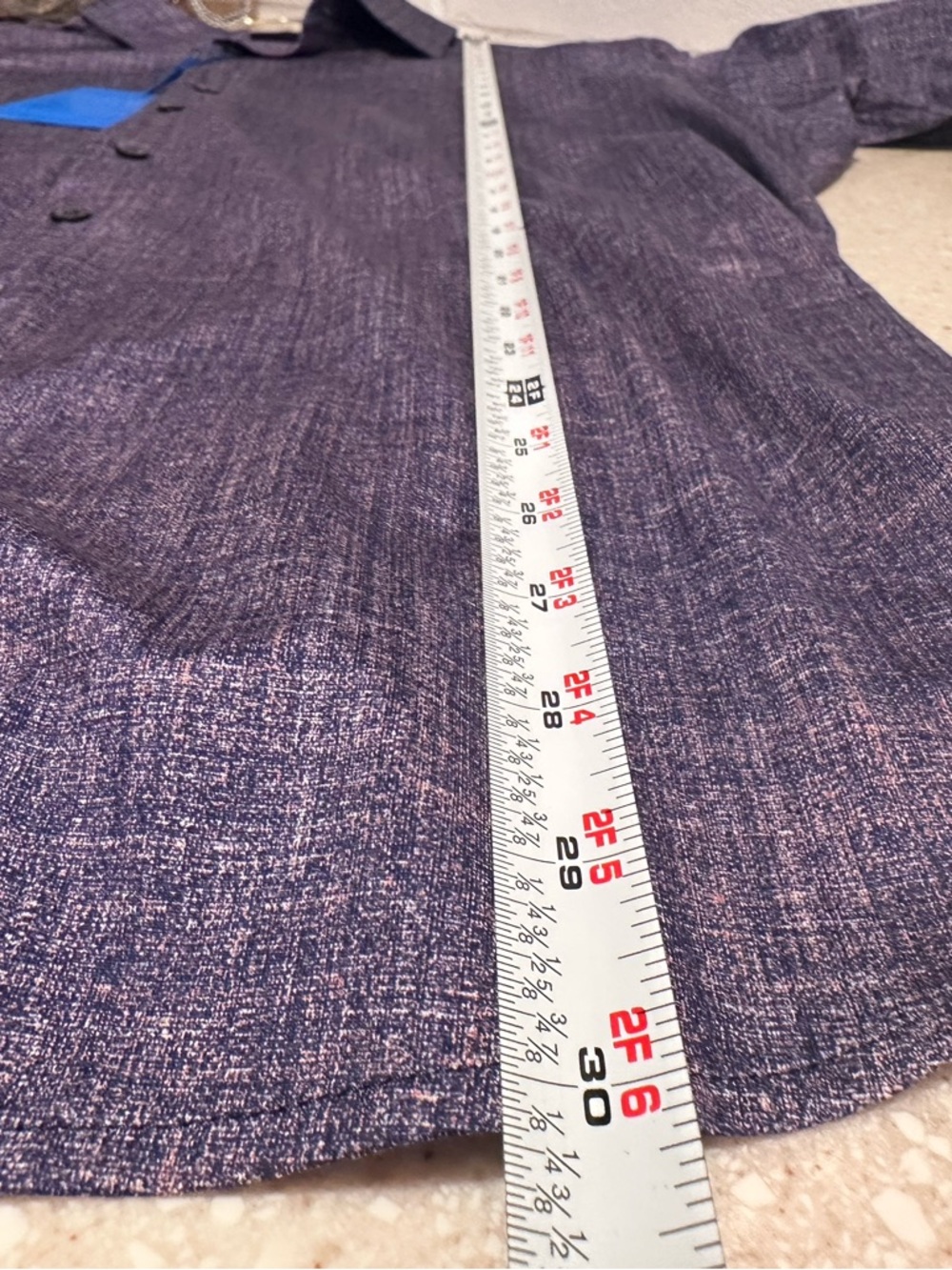 Bugatchi Men’s James Chambray OoohCotton Shirt Mocha XXL Heather Purple NWT - Picture 15 of 16